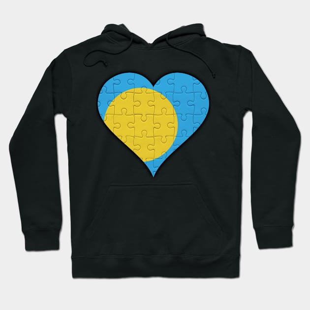 Palauan Jigsaw Puzzle Heart Design - Gift for Palauan With Palau Roots Hoodie by Country Flags